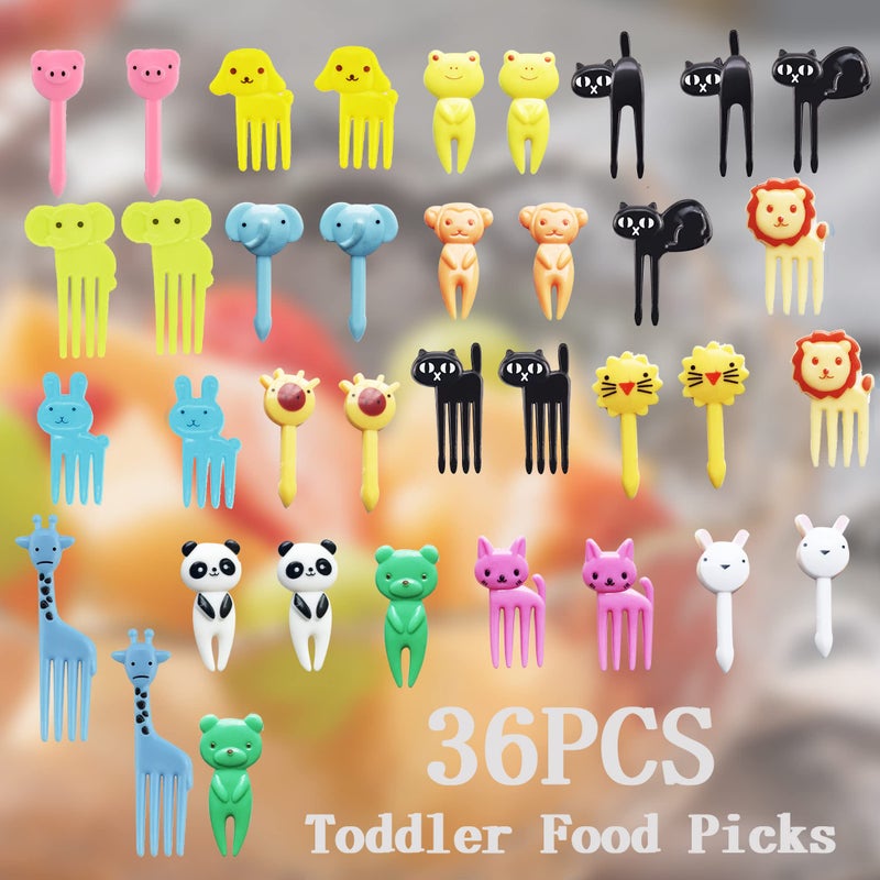 UOUYOO 36 Pcs Animal Food Picks for Kids, Cute Cartoon Animal Fruit Food Toothpicks,Reusable Lunch Picks for Kids Bento, Lunch Bento Box Picks for Toddler,kids lunch accessories - Image 5